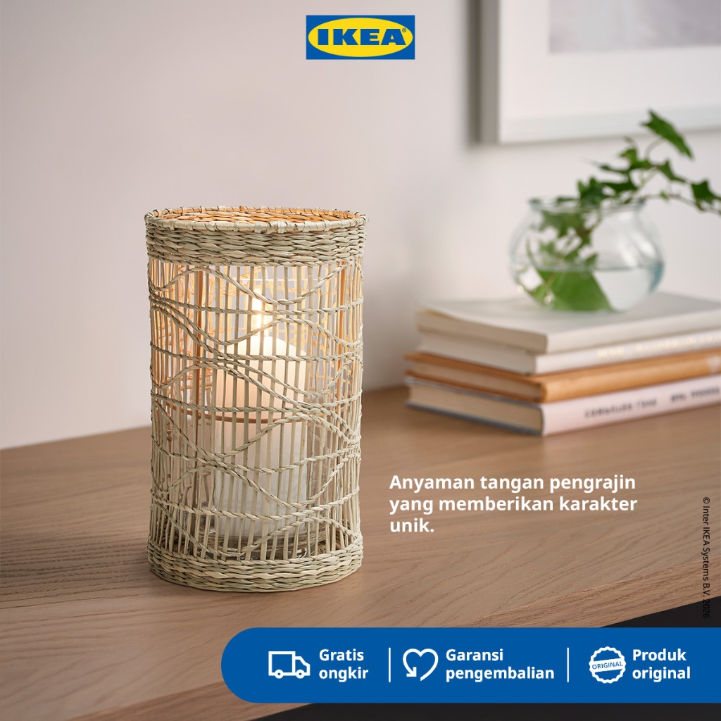 IKEA SLIPPRIG Lentera Lilin Handmade Tempat Lilin Dan Lampu LED