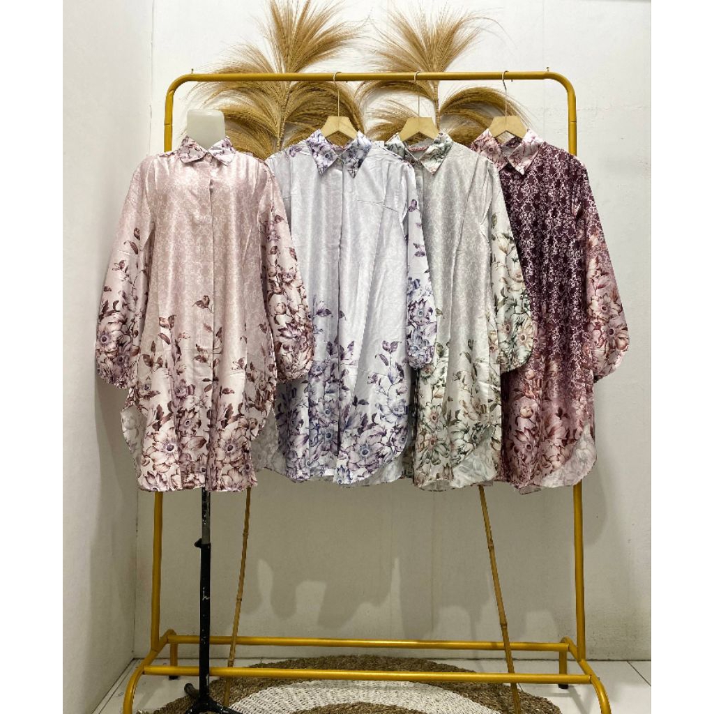 Tunik Satin Motif Premium/Tunik Terbaru/Tunik Motif /Tunik kekinian Kode 3964