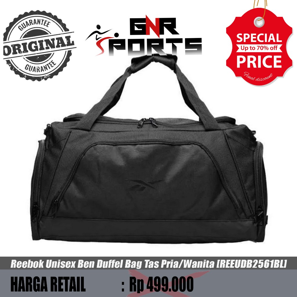 Tas Reebok Unisex Sportswear Ben Duffel Bag Tas Pria/Wanita [REEUDB2561BL] Original 100%