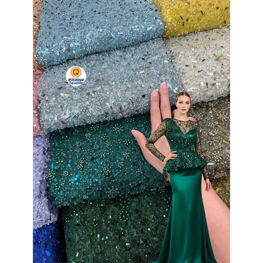 1/2 METER TULLE PAYET FENDI // TULLE FULL PAYET MURAH // TULLE KEBAYA FULL PAYET