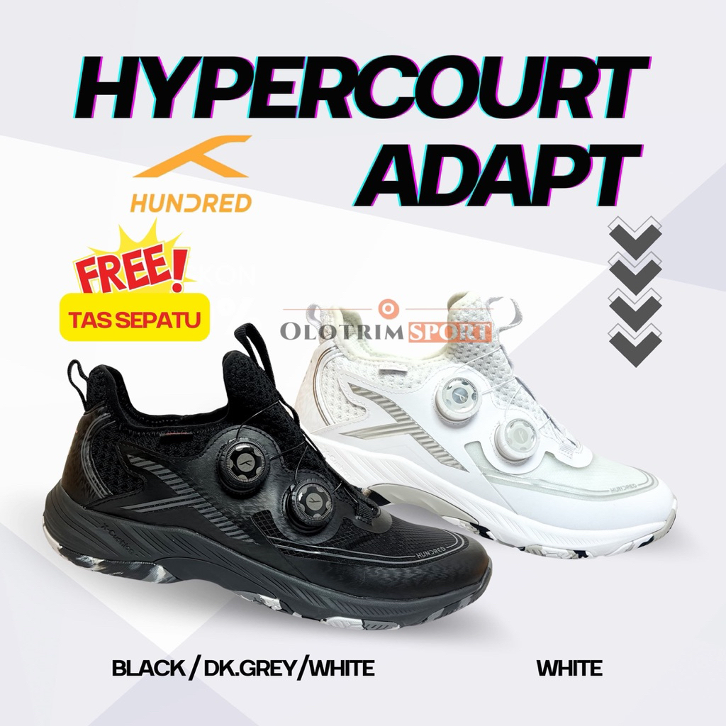 Sepatu Badminton HUNDRED HYPERCOURT ADAPT BOA Original
