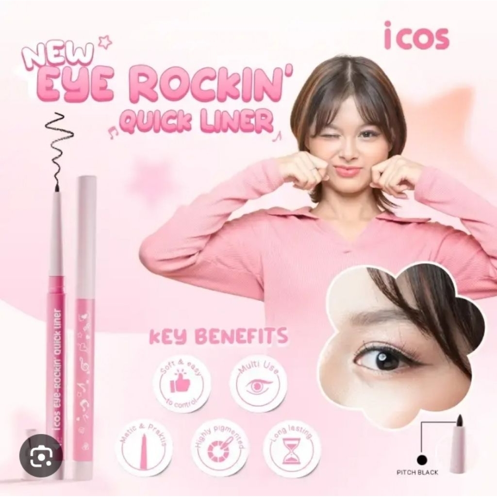 ICOS EYE ROCKIN QUIK LINER/eyeliner matic/Waterproof/eyeliner matic remaja