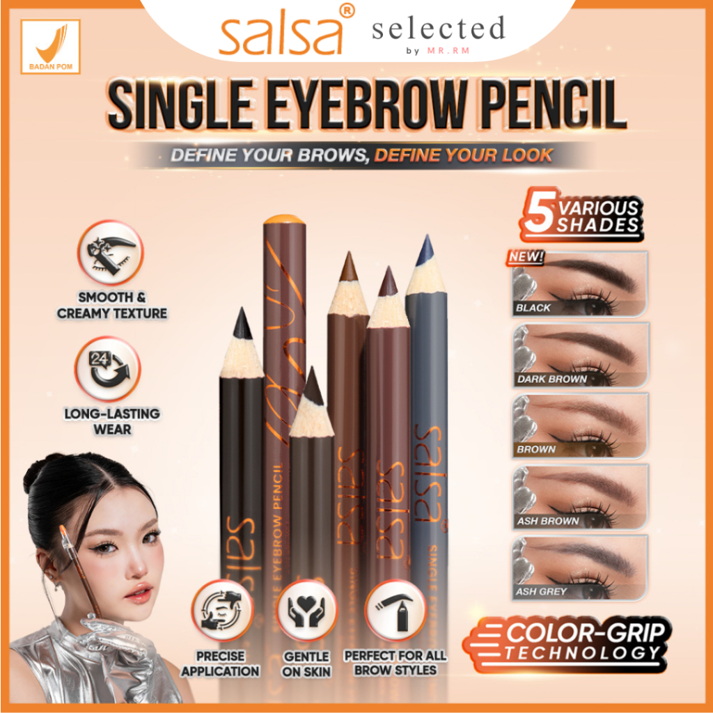 SALSA Single Eyebrow Pencil - Pensil Alis Tekstur Creamy Waterproof Natural Tahan Lama Serut Rautan