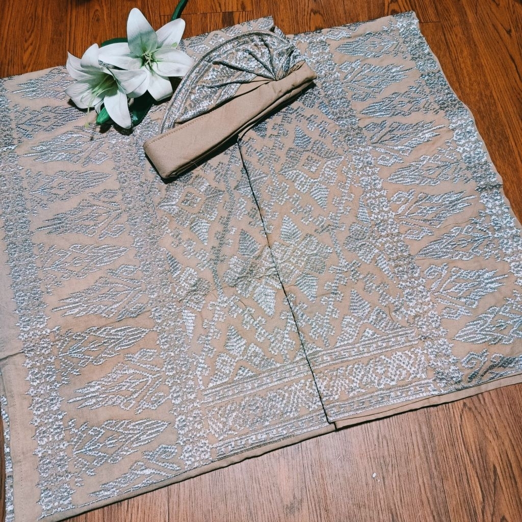 Kamen Lembaran Set Couple Kamen wanita saput udeng pria bahan katun bordir setelan busana adat bali