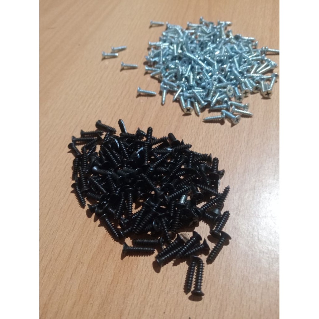 isi 500pcs sekrup kecil f+ab 3X12 putih hitam 3X10 hitam
