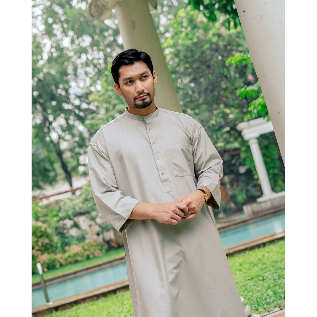 Hisyam Gamis Thobe Pria Lengan Panjang Aiman-1