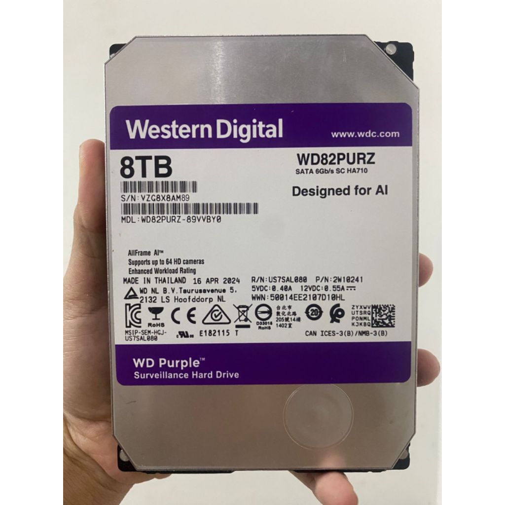 HARDISK 8TB WD PURPLE SATA 3.5" HDD 8TB CCTV DVR Promo