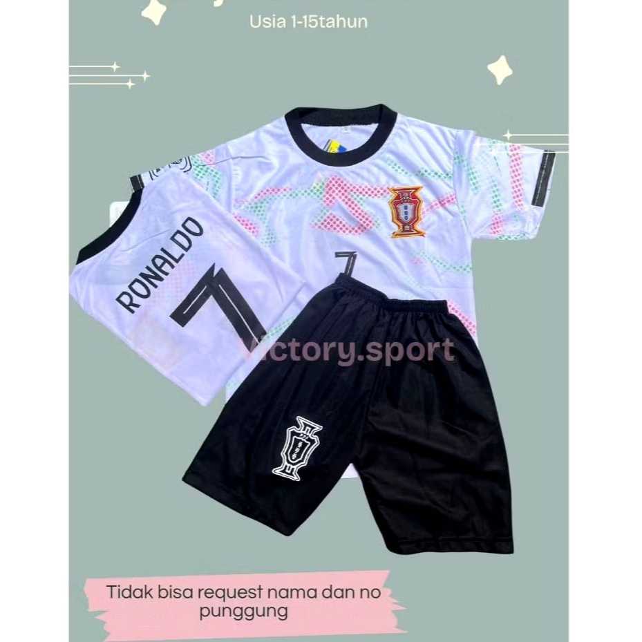 PROMO setelan baju bola anak Portugal Ronaldo / baju bola Ronaldo setelan anak murah