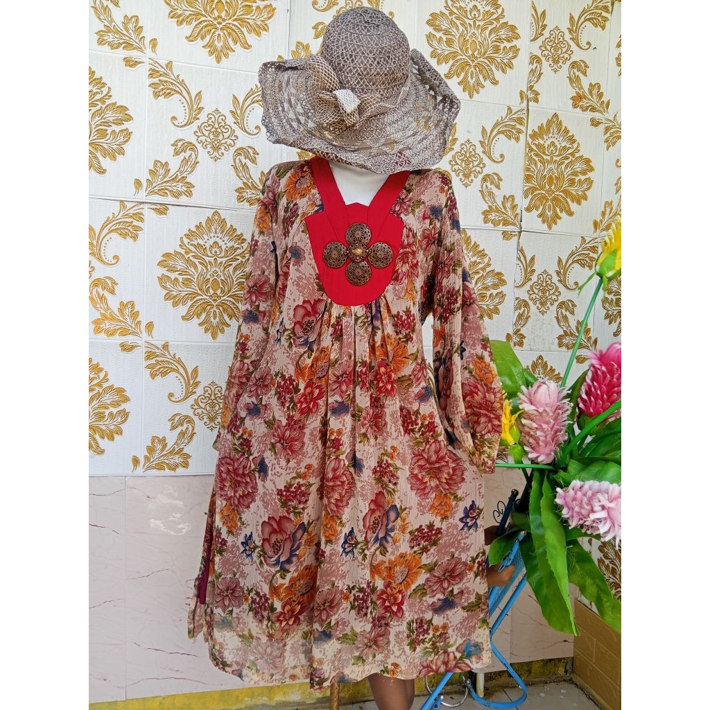 Tunik, Atasan, Gamis Tile Printing Ceruty