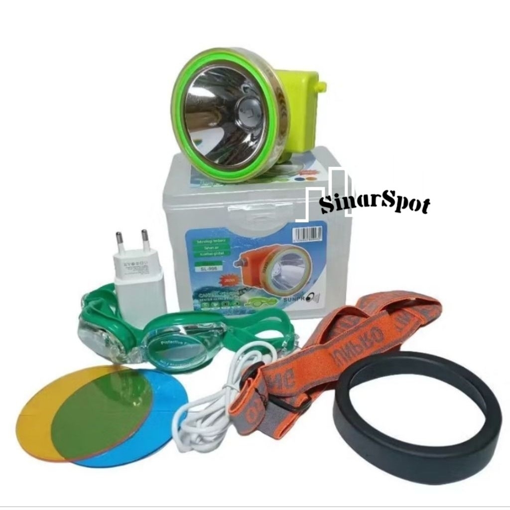 Sunpro sl-996p senter kepala selam/menyelam 260 watt dengan cahay putih