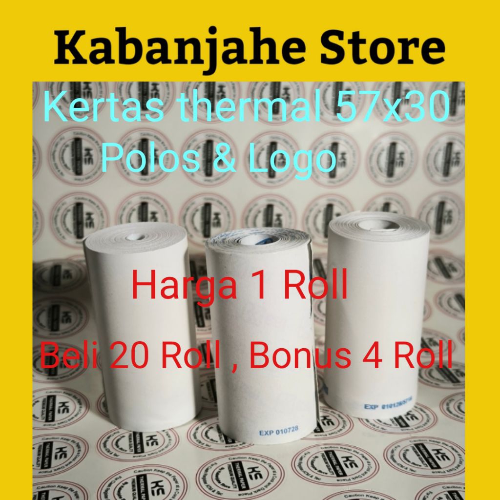 Kertas Struk Thermal Polos & Logo 57x30 Corelles Untuk Semua Printer mini 58 mm Ppob Spbu supermarke