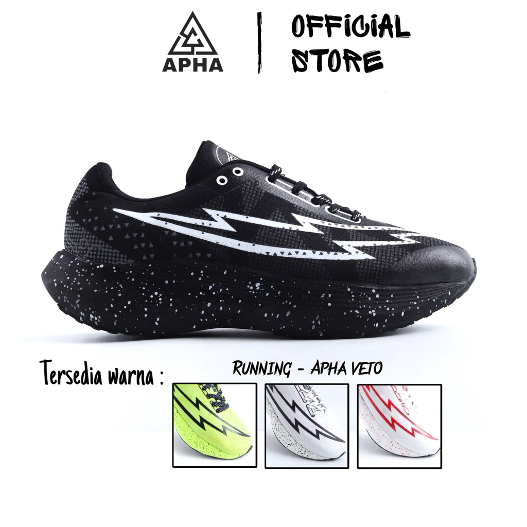 Apha - Sepatu Running Apha Veto Hitam Putih - Sepatu Lari