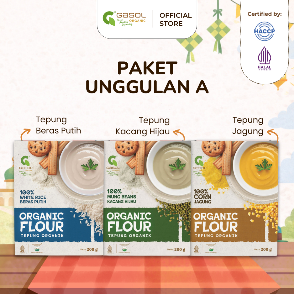 GASOL Paket Unggulan A - Tepung Beras Putih, Kacang Hijau, dan Jagung