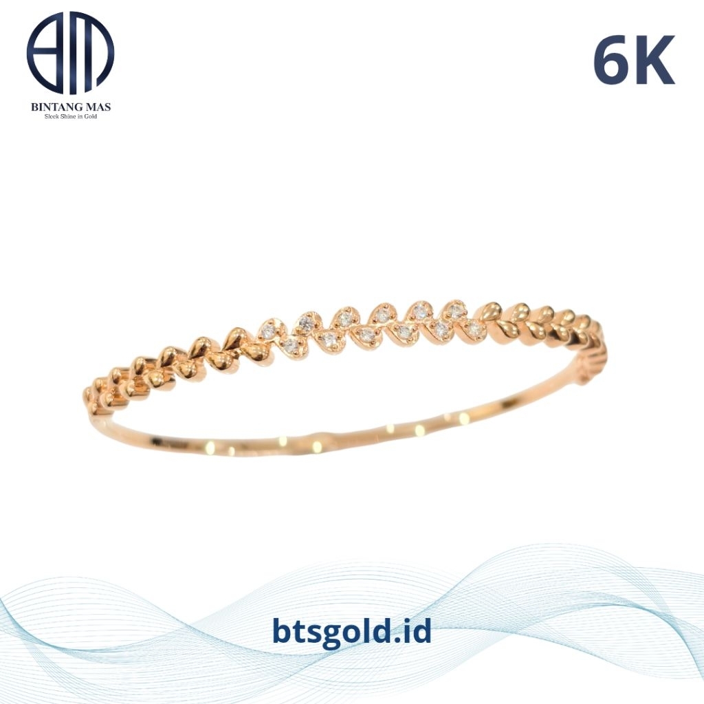 Gelang Emas Bangle Permata Putih | 6K