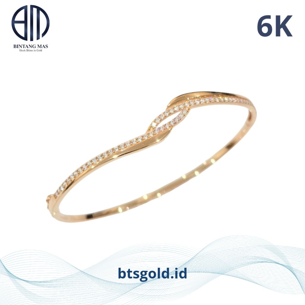 Gelang Emas Bangle Permata Gelombang | 6K