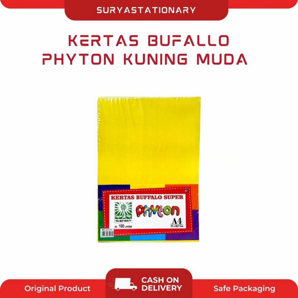 (PAK) KERTAS BUFALLO PHYTON KUNING MUDA / BUFALLO POLOS A4 / KERTAS BUFALLO