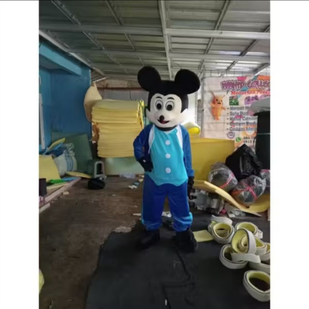 kostum badut mickey mouse biru