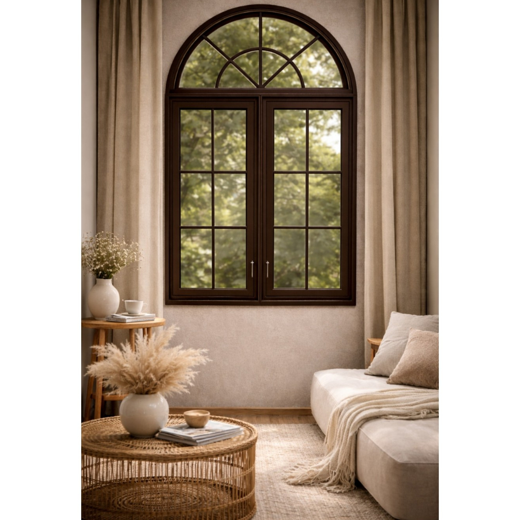 (BALGA INTI) Jendela Lengkung Aluminium Inkalum 160x100 cm  100X160 cm | Kaca 5mm | Kusen 3 & 4 Inch