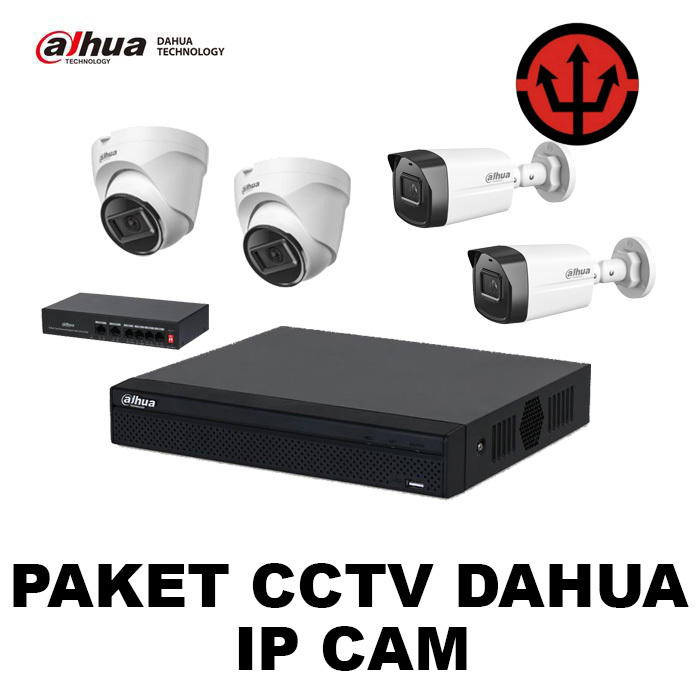 PAKET DAHUA IP CAM CCTV NVR 4 CHANNEL 4 KAMERA 2MP