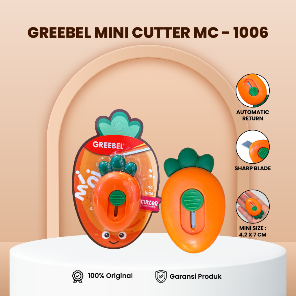 Cutter Mini Bentuk Wortel Lucu (1PCS) Greebel - Pisau Kecil Pemotong Kertas Portable MC1006