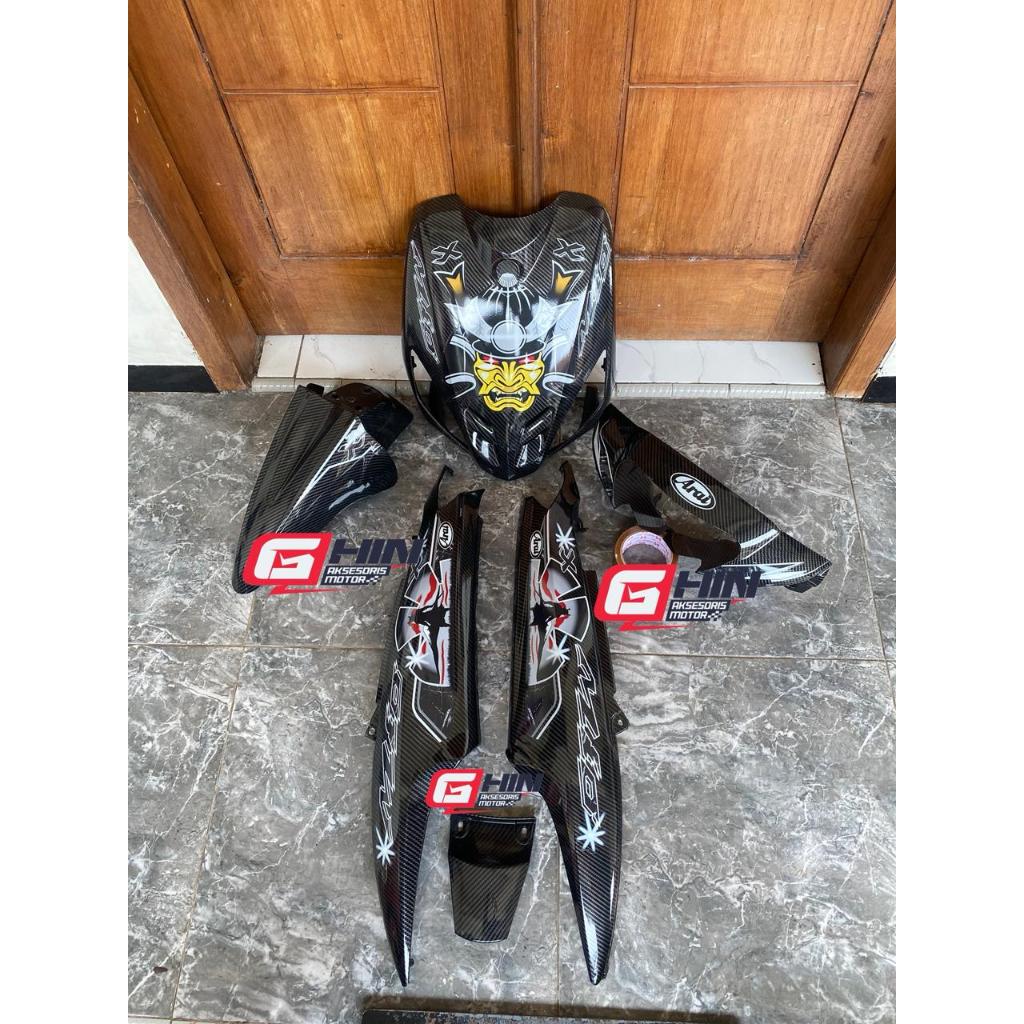 Fullset Body Halus Mio Sporty Yamaha Mio Sporty motif Arai Samurai Carbon warna full carbon