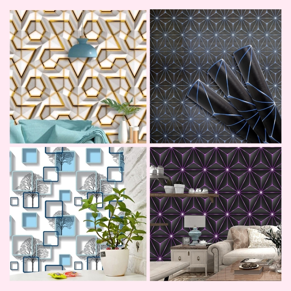 Wallpaper Dinding Ruang Tamu Minimalis Wallpaper Kamar Tidur 3D Geometri Mewah Elegan Modern Premium
