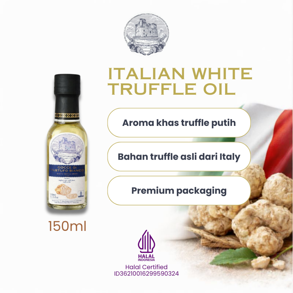 Italian White Truffle Oil 150ml – Minyak Truffle Halal Asli, Kualitas Premium Pilihan Chef Indonesia