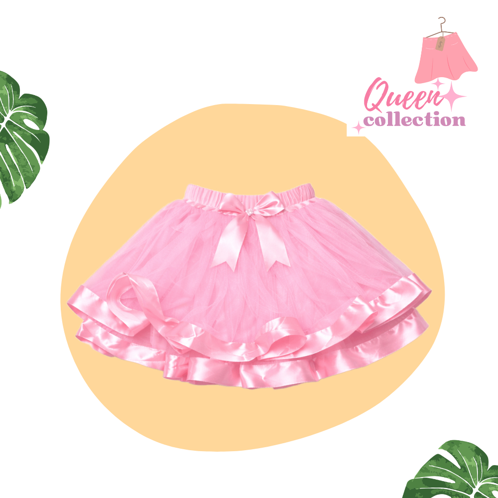Rok Tutu Warna Pink Muda/Rok Tutu 2 Umpak Lis Pita Satin/Rok Tutu Anak