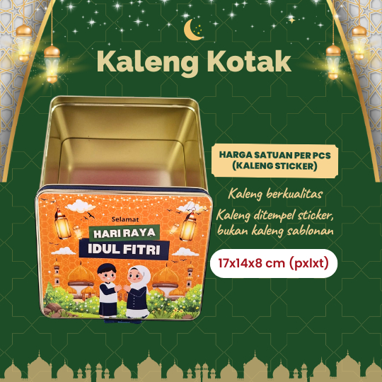 Kotak Hampers Lebaran Toples Kaleng 17x14x8 cm Box Idul Fitri Souvenir OREN FITRI  Kue Kering Wadah 