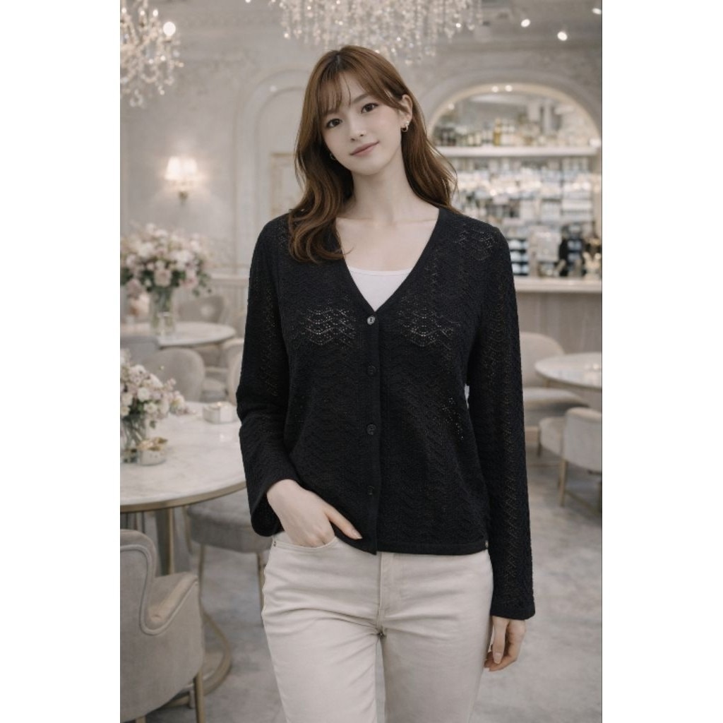 Cardigan Rajut Wanita Korea Crop Top Outer Knit Premium Import Lengan Panjang - Y2CN258508