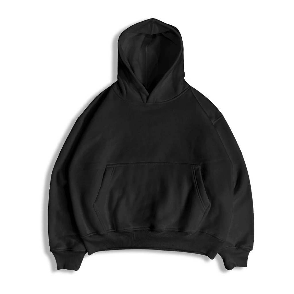 Hideout Hoodie Boxy Oversize Black Fit Basic Polos 330 GSM