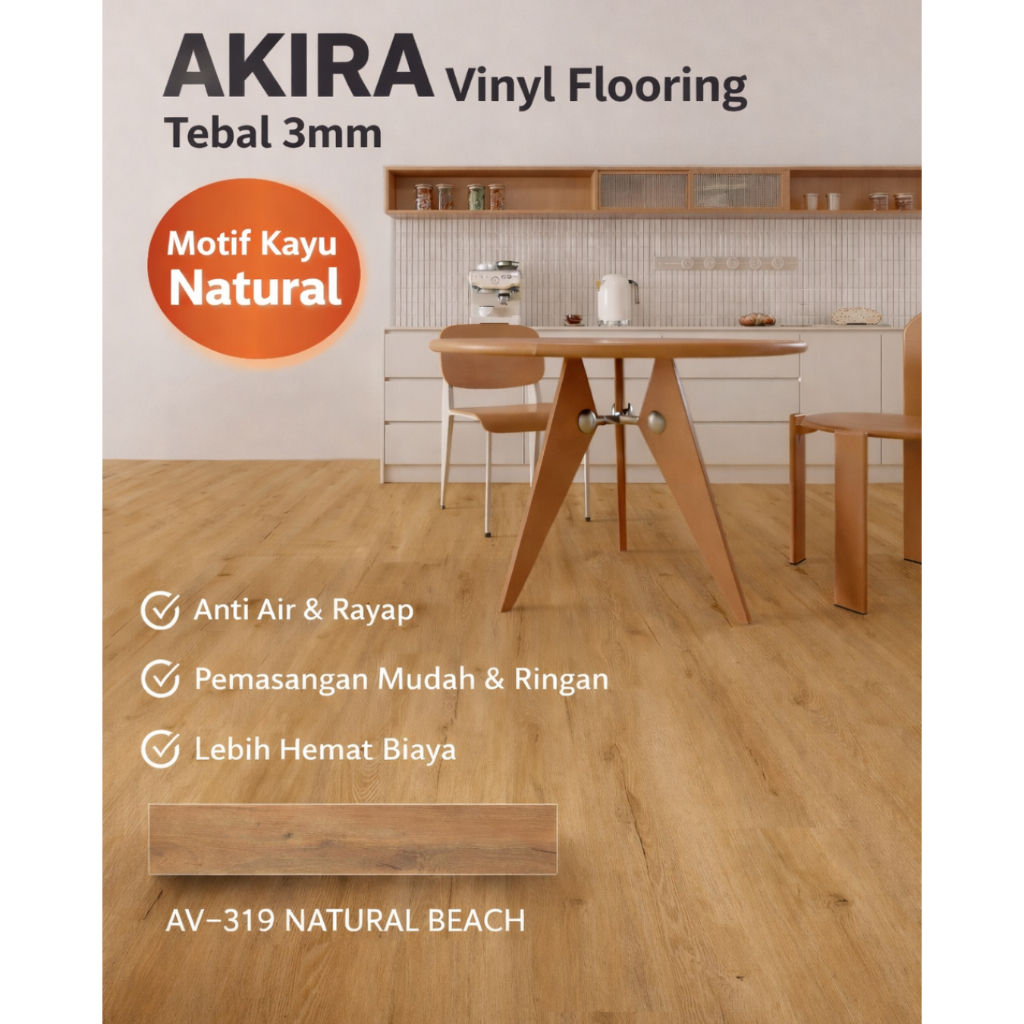 lantai vinyl akira 3mm motif kayu (1 box isi 20 lembar : 2,8 m2)