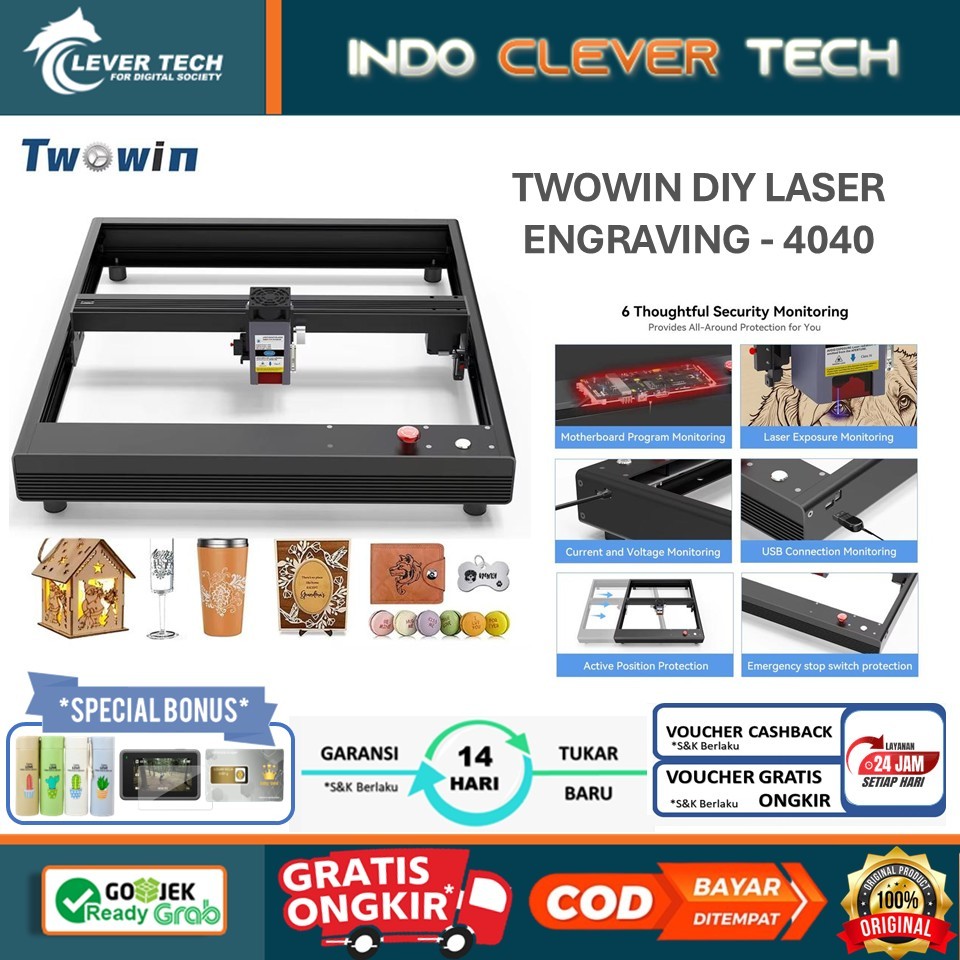TwoWin DIY Laser Engraving Machine CNC 2-Axis 20W - 4040 - BLACK
