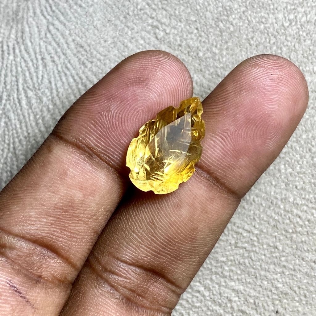 Natural Citrine Batu Citrine Asli Batu Citirine Kecubung Kuning custom cut concave dim 19x12x8