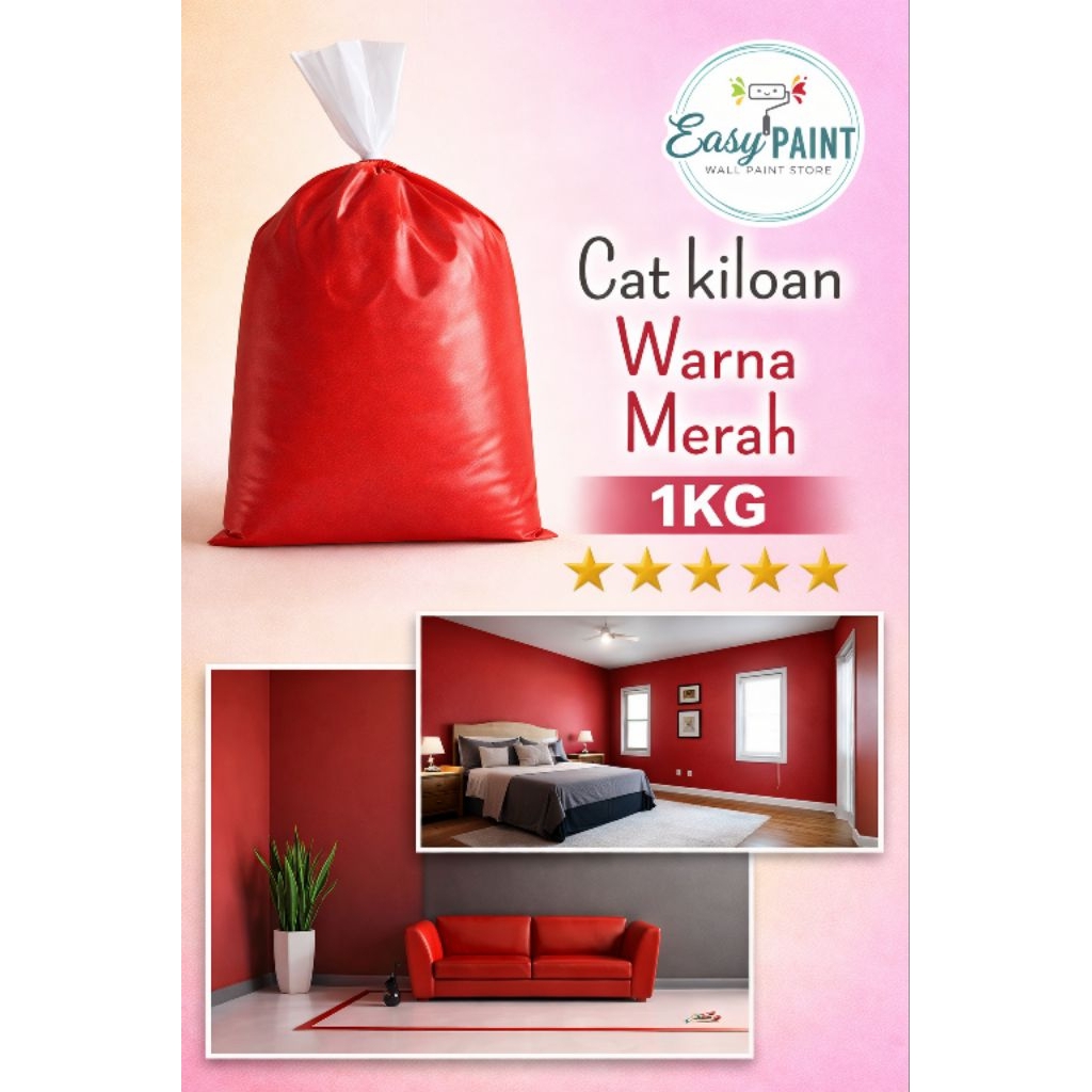CAT TEMBOK WARNA MERAH KUALITAS TERBAIK CAT KILOAN MERAH CAT TEMBOK KILOAN CAT 1KG CAT MERAH