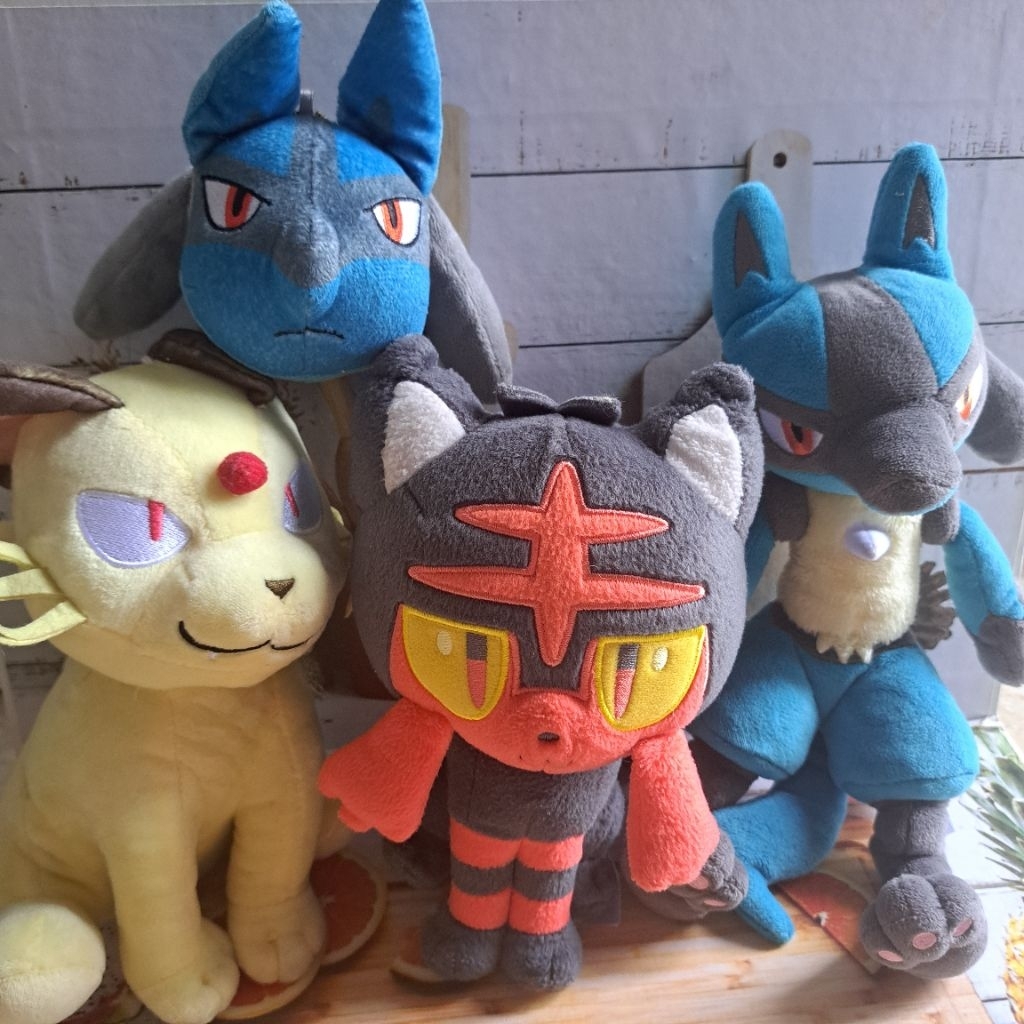 [MIXED 2] POKÉMON/Pokemon - Persian, Litten, & Lucario - Plush, Plushies, Boneka, Nuigurumi, Face Ma