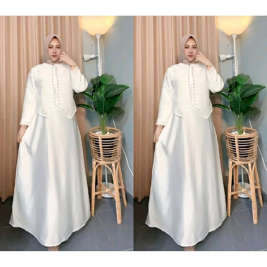 Cinta _Official - Mayra Dress rompi lepas velvet mix jaguard embos  gamis lebaran  gamis undangan