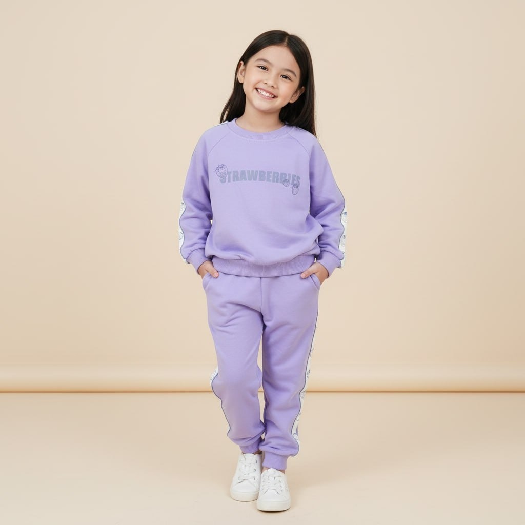 Set Girls Strawberries Lettering Bold Capital