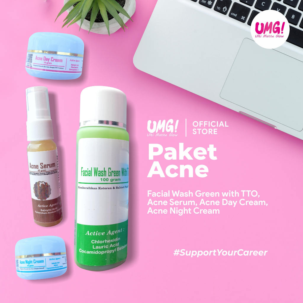 UMG Ulti Matte Glow (4 item) Paket Acne for Acne prone skin lengkap(jerawat)