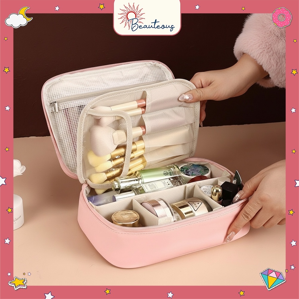 Tas Make Up Organizer Kosmetik MUA Bag Beauty Case Pouch Alat Makeup Pouch Cosmetic Waterproof Lathe