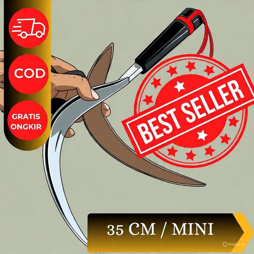 Pemotong rumput ukuran mini lengkap sarung kulit