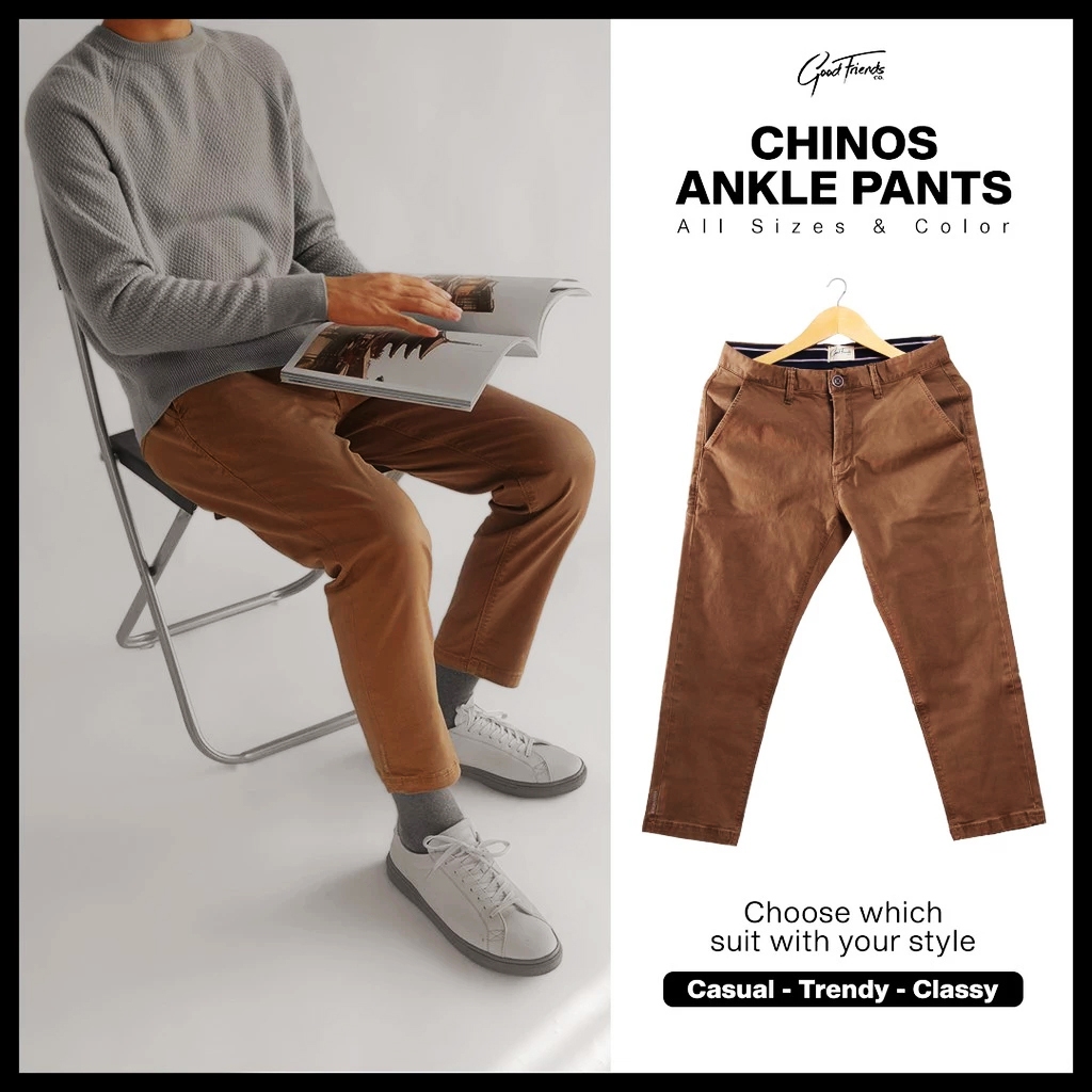 Celana Ankle Pants  Pria Goodfriends BROWN (CHINOS)