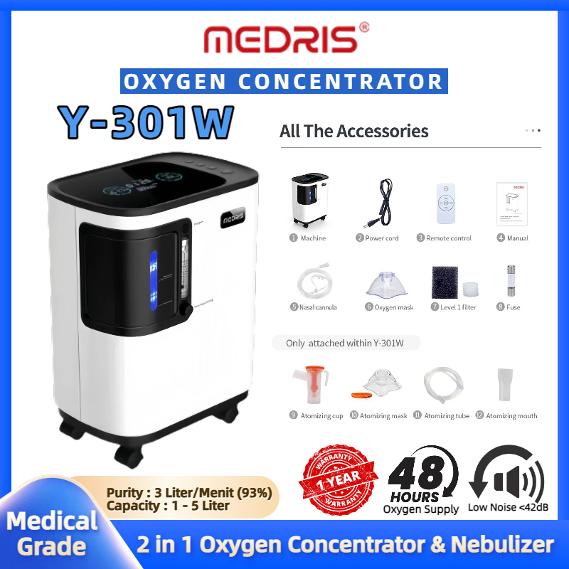Medris Oxygen Concentrator Y-301W 3 Liter + Nebulizer Oksigen Konsentrator Oksigen Elektrik Portable