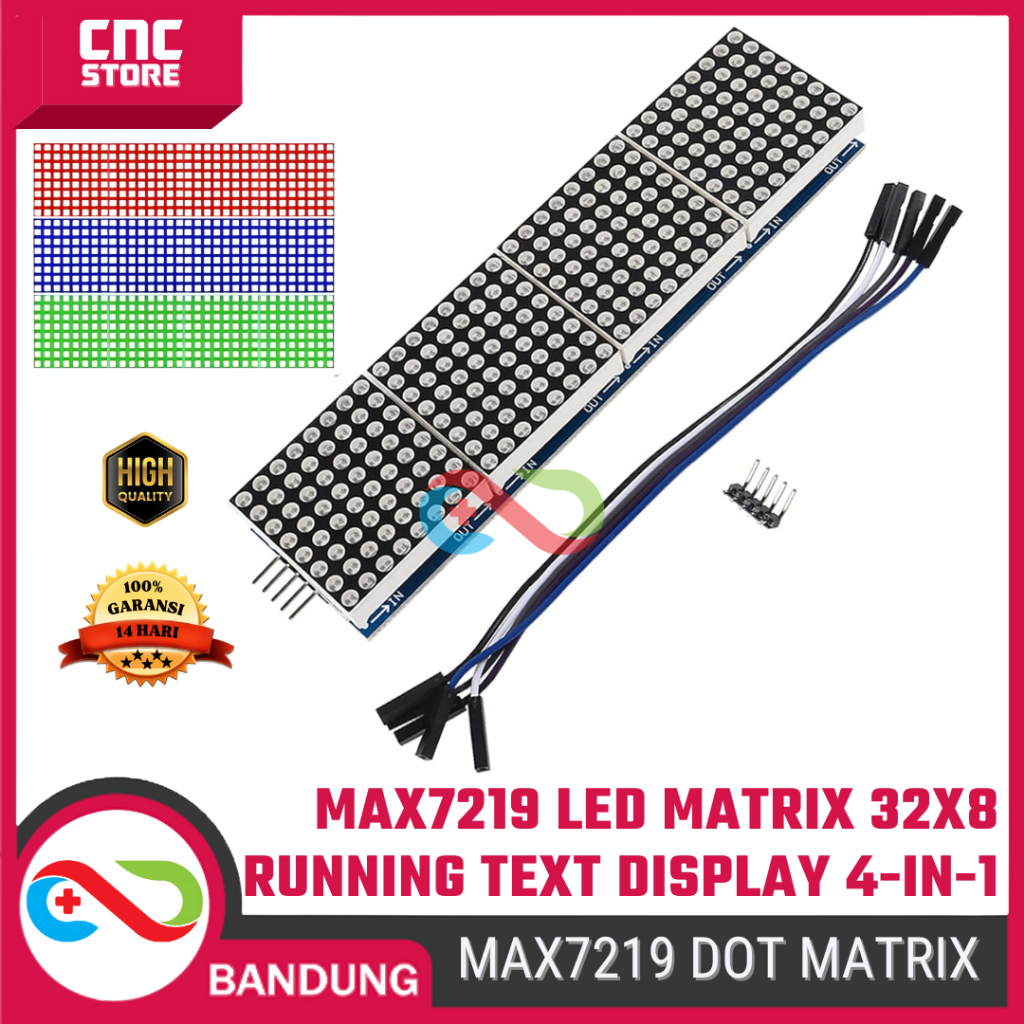 MAX7219 LED Dot Matrix Module 8x8 4-in-1 (32x8) Running Text Display Merah / Hijau / Biru