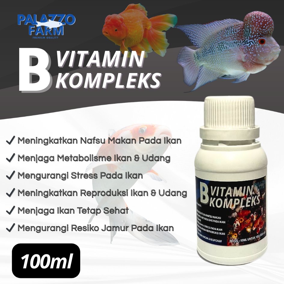 Vitamin B Kompleks 100ml - Vitamin Ikan Koi,Louhan,koki,udang, anti stress