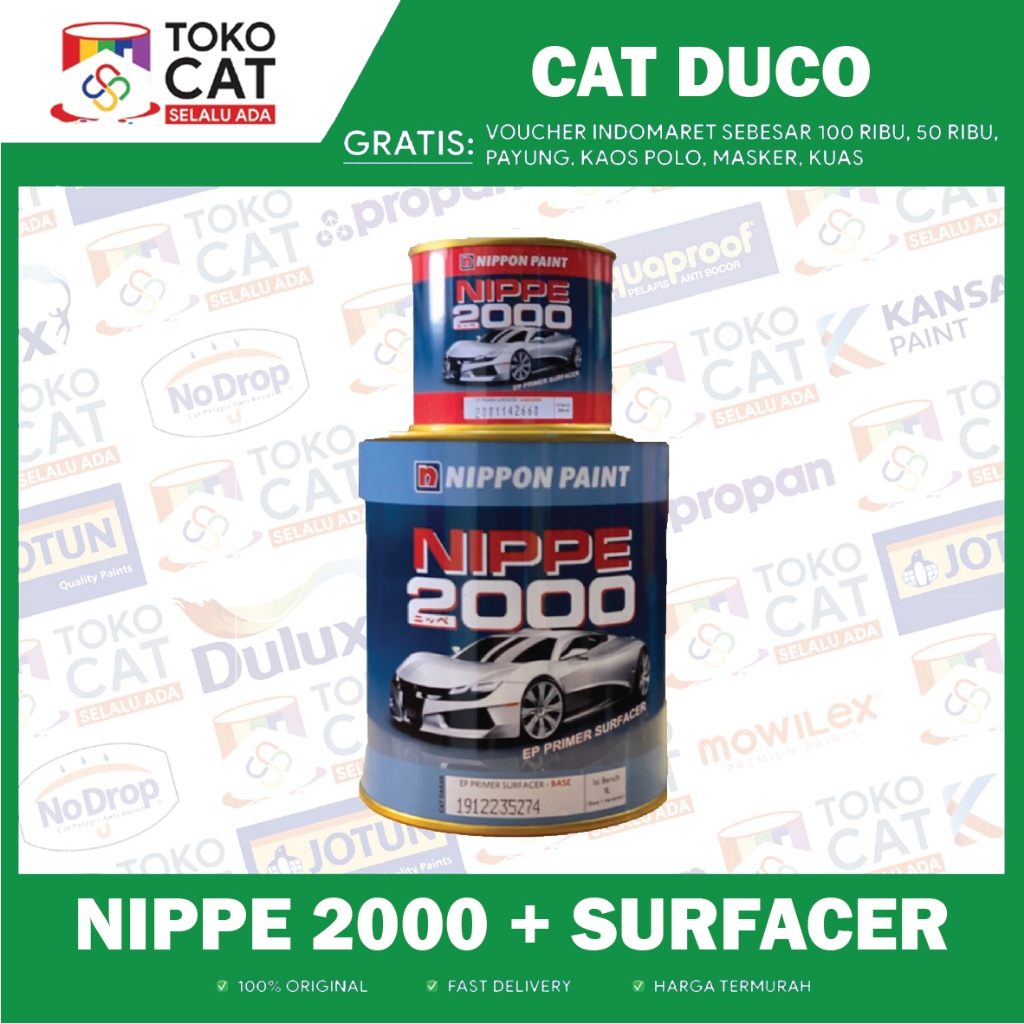 Cat Epoxy Nippe 2000 Epoxy Primer Surfacer Abu + Hardener 1L ABU / PUTIH // Kemasan Kaleng