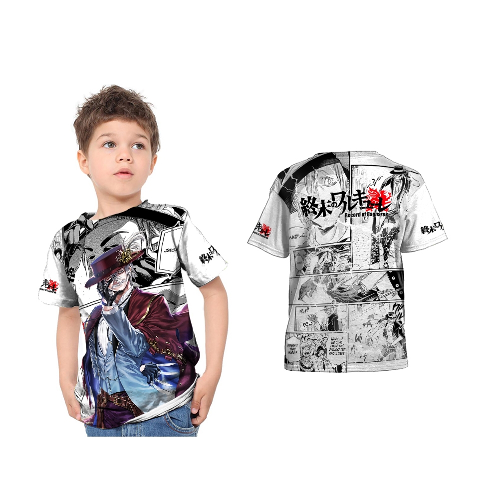 Baju Kaos Jersey Anak Record Of Ragnarok Jack The Ripper Hitam & Putih Custom Full Print