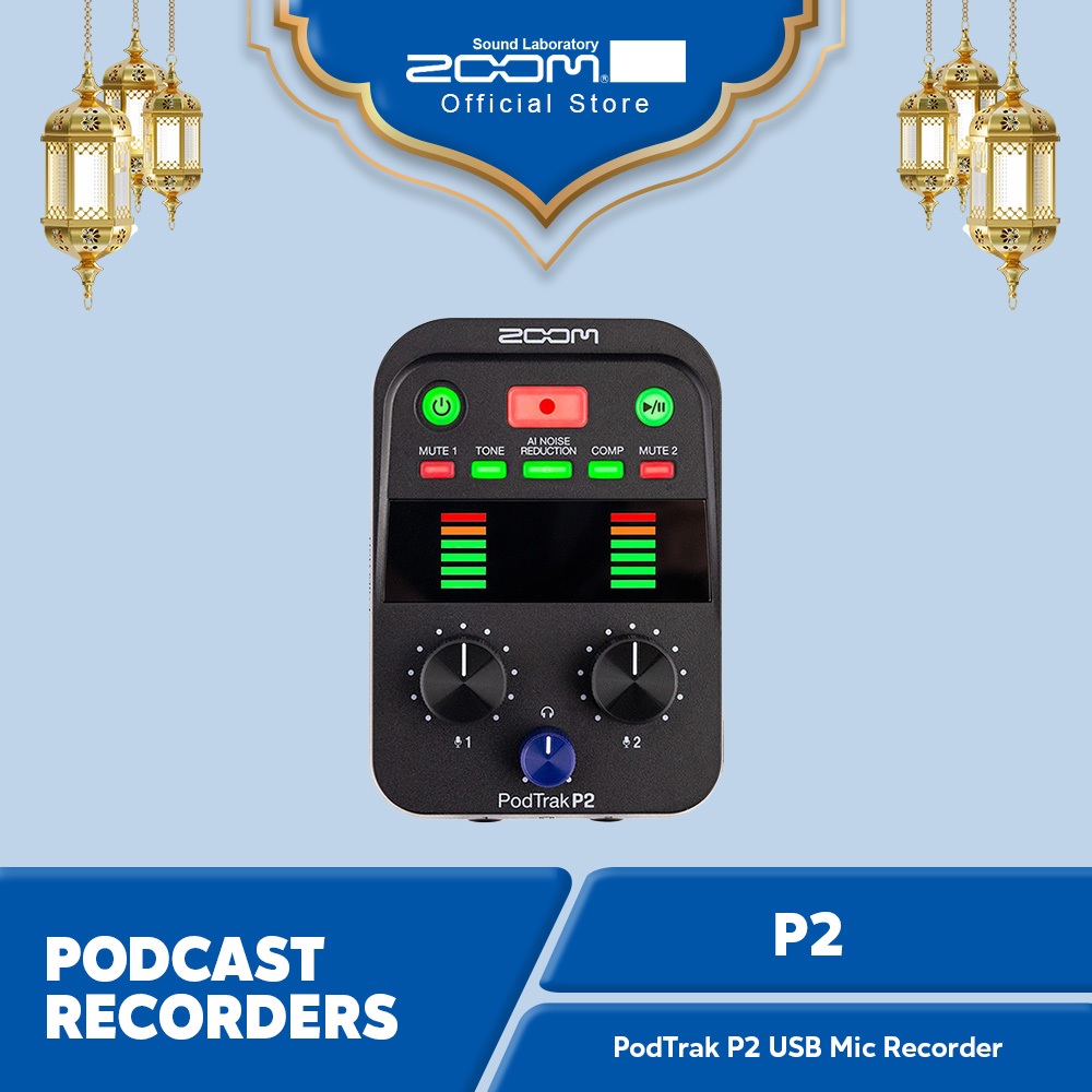 Zoom PodTrak P2 USB Mic Recorder | Podcast Recorder