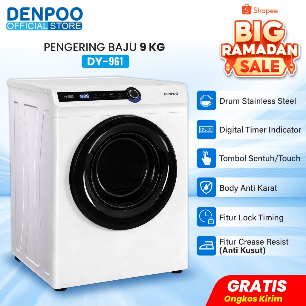 Denpoo Mesin Pengering Pakaian Laundry Mesin Dryer DY 961