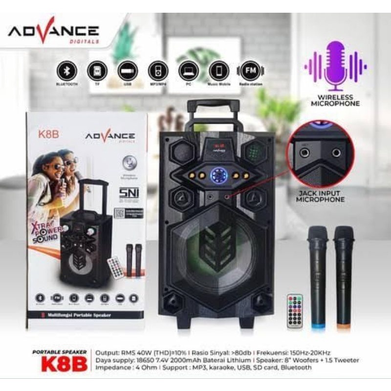 Speaker Advance K8DA K6D K8B K8D PORTABLE BLUETOOTH SUARA SUPER MANTAP BERGARANSI